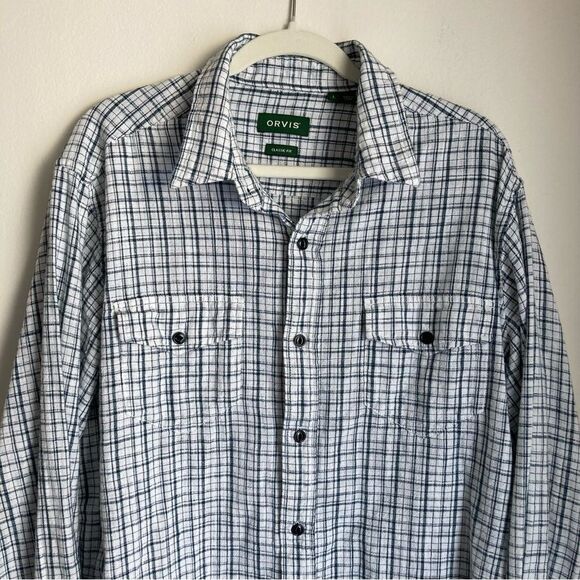 ORVIS Men’s classic fit 100% Cotten plaid long sleeve button down size large EUC - Picture 2 of 8